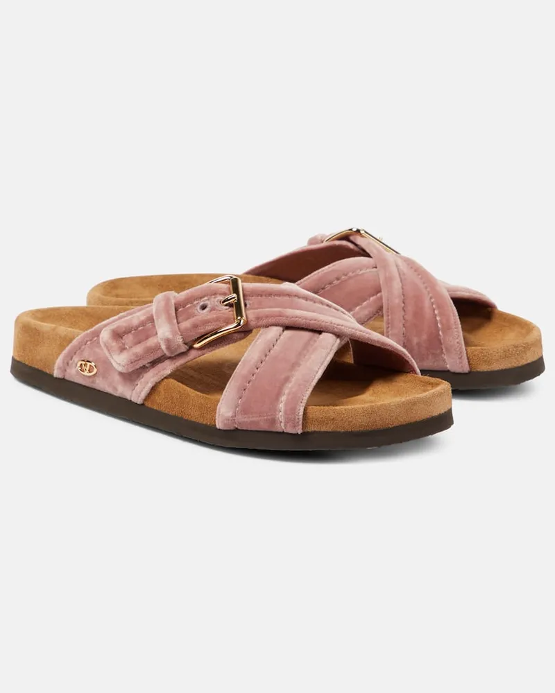 Valentino Garavani Sandalen Fussfriend aus Samt Rosa