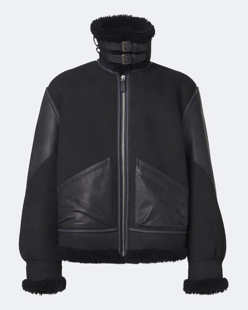 Ralph Lauren Jacke Lutton aus Leder und Veloursleder Schwarz