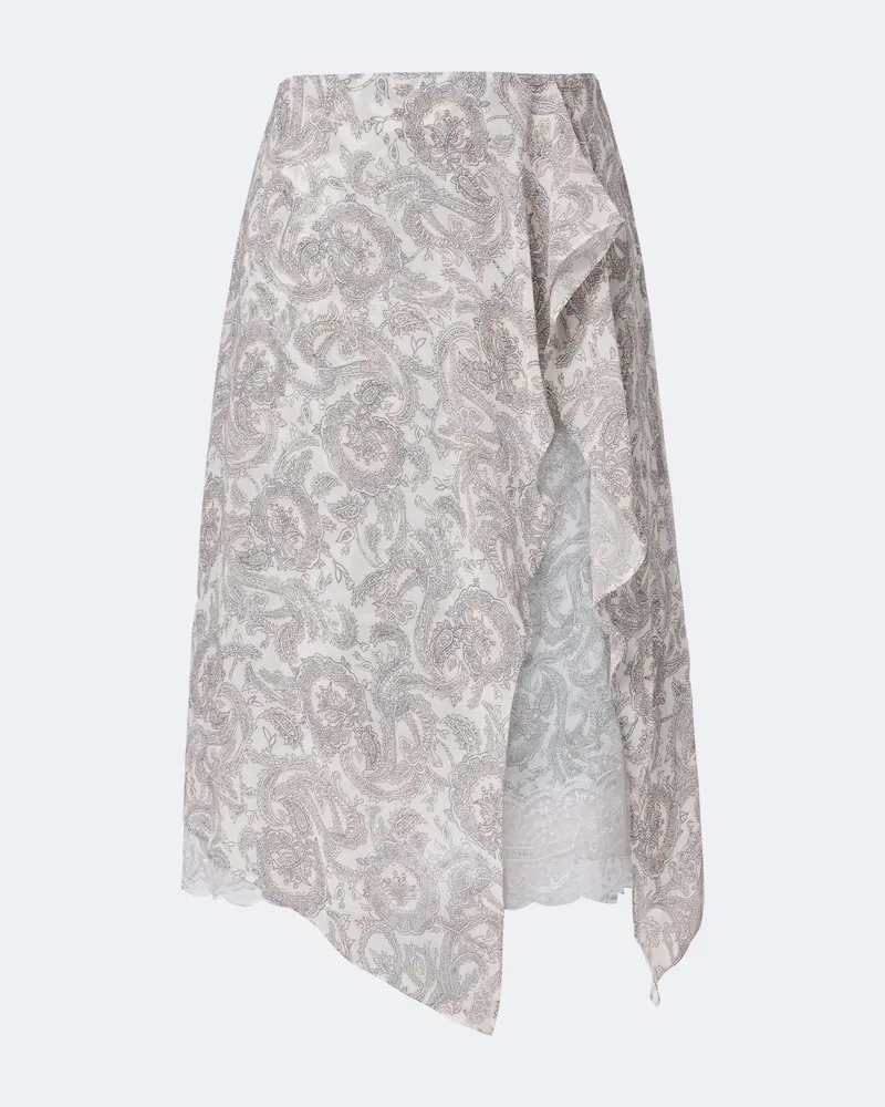 Acne Studios Midirock aus Seidencrêpe mit Spitze Beige