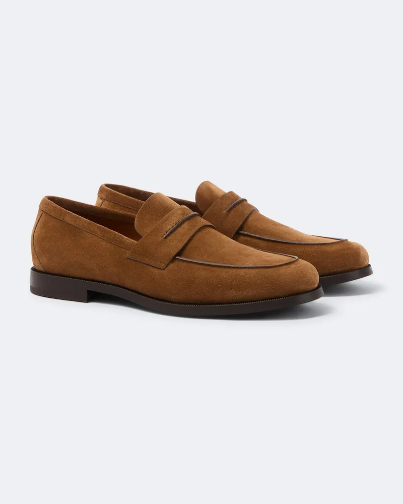 Ermenegildo Zegna Loafers aus Veloursleder Braun