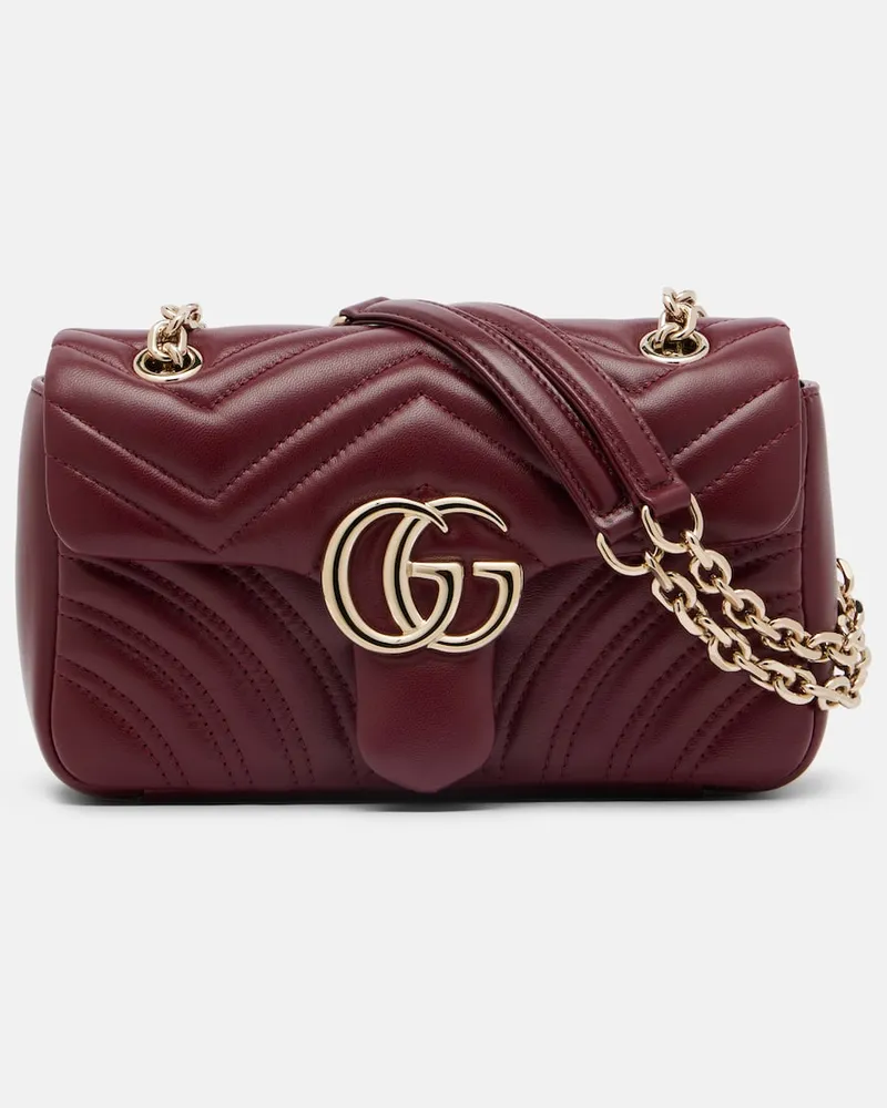 Gucci Schultertasche GG Marmont Small aus Leder Burgunderrot
