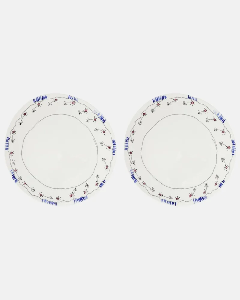 Serax Set Midnight Flowers Anemone Milk aus zwei Speisetellern by Marni Multicolor