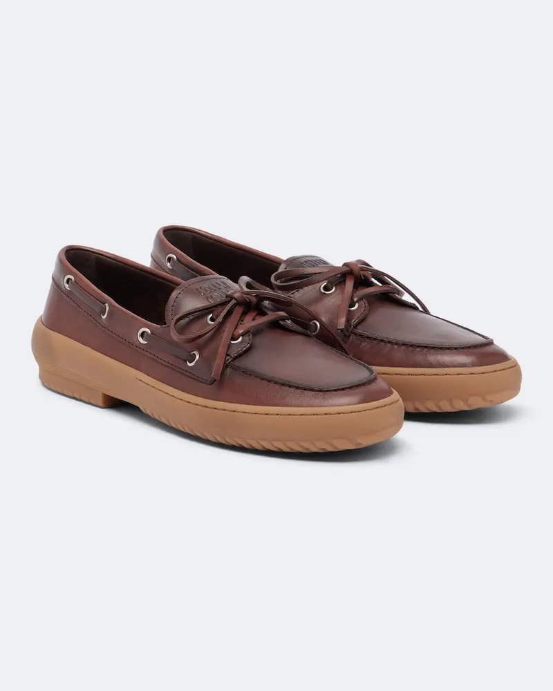 Miu Miu Segelschuhe aus Leder Braun