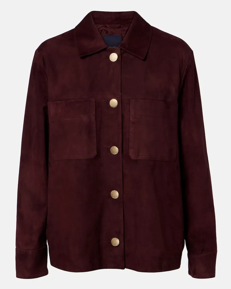 Max Mara Blouson aus Veloursleder Burgunderrot