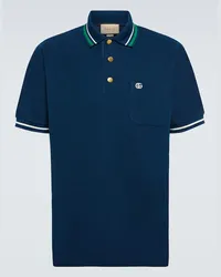 Gucci Polohemd aus Wolle und Baumwolle Blau