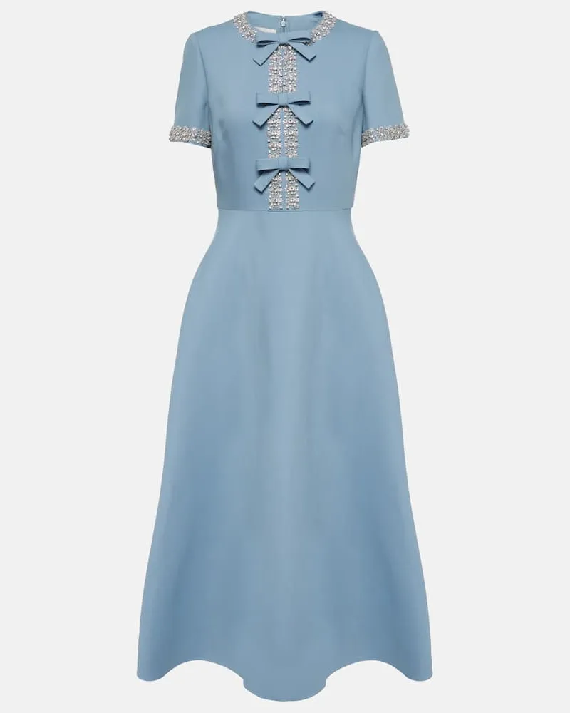 Valentino Garavani Verziertes Midikleid aus Crepe Couture Blau