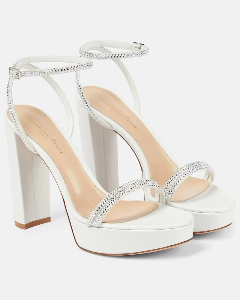 Gianvito Rossi Verzierte Plateausandalen aus Leder Weiß