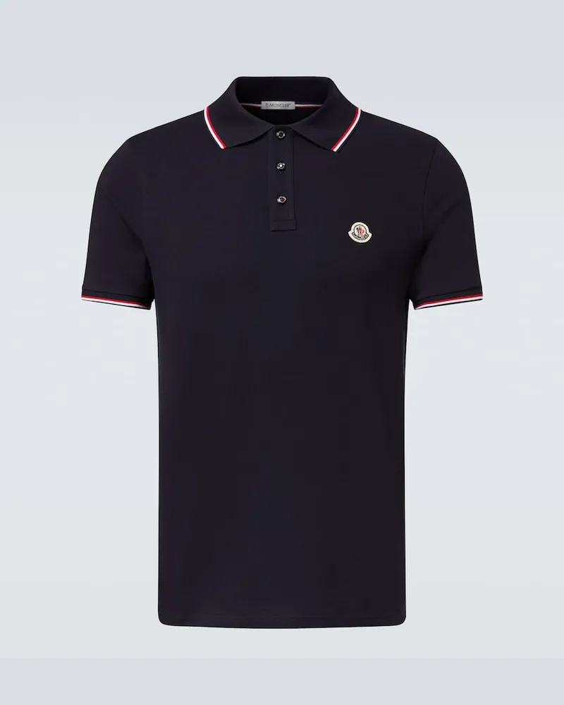 Moncler Polohemd Permanent aus Baumwoll-Jersey Blau