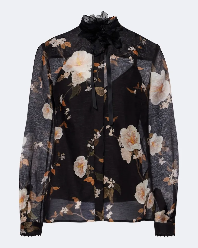 Zimmermann Bluse Ascent aus Leinen und Seide Multicolor