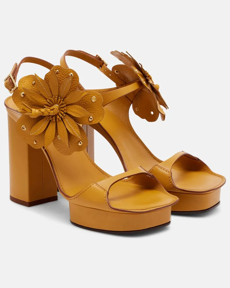 Zimmermann Plateausandalen Brightside aus Leder Gelb