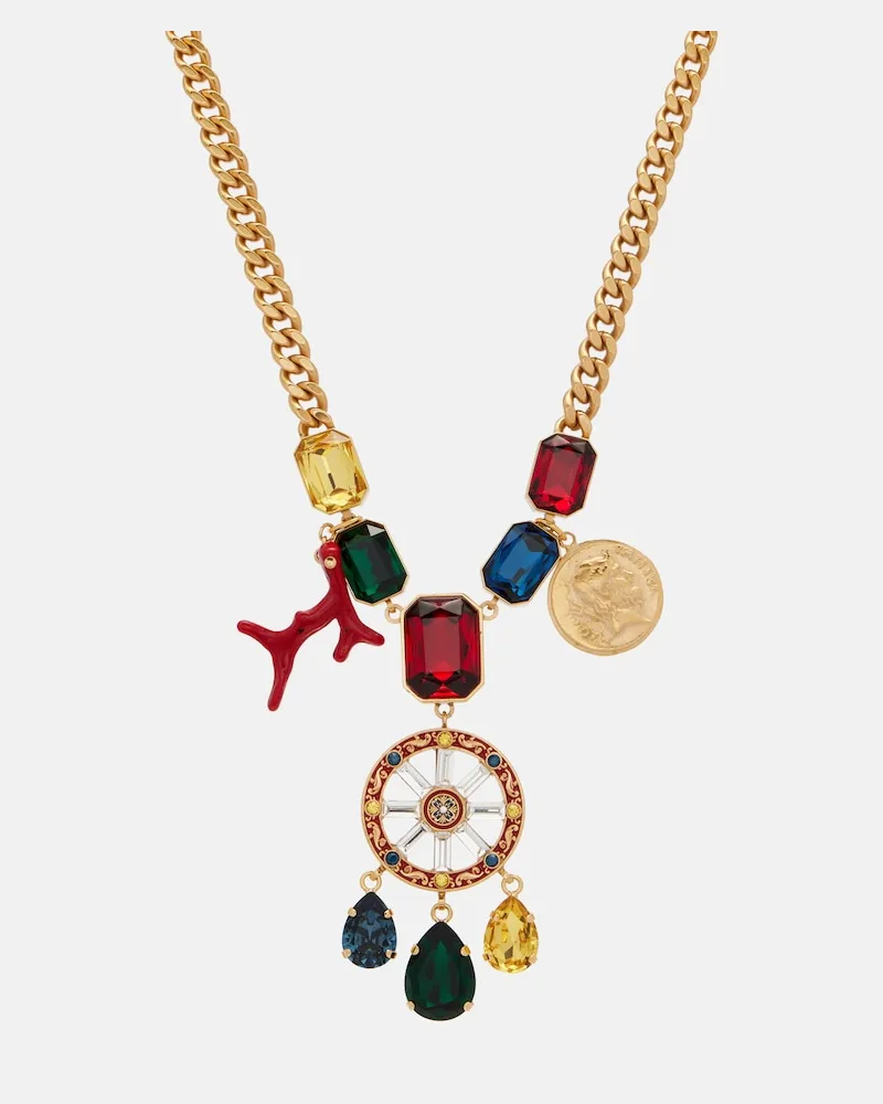 Dolce & Gabbana Halskette Carretto mit Kristallen Gold