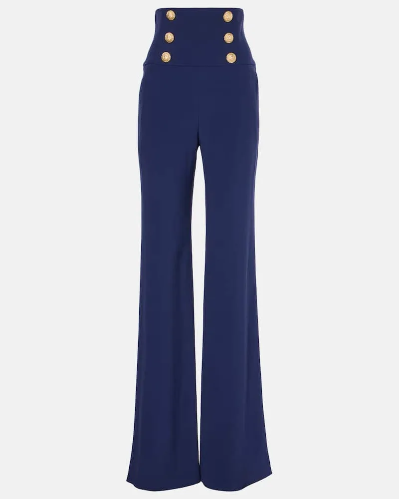 Balmain High-Rise Wide-Leg Jeans Blau