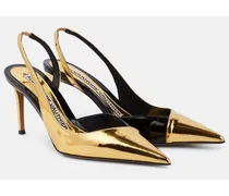 Slingback-Pumps aus Metallic-Lederimitat