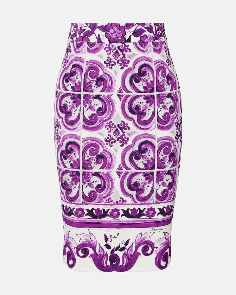 Dolce & Gabbana Bleistiftrock Majolica aus einem Seidengemisch Lila