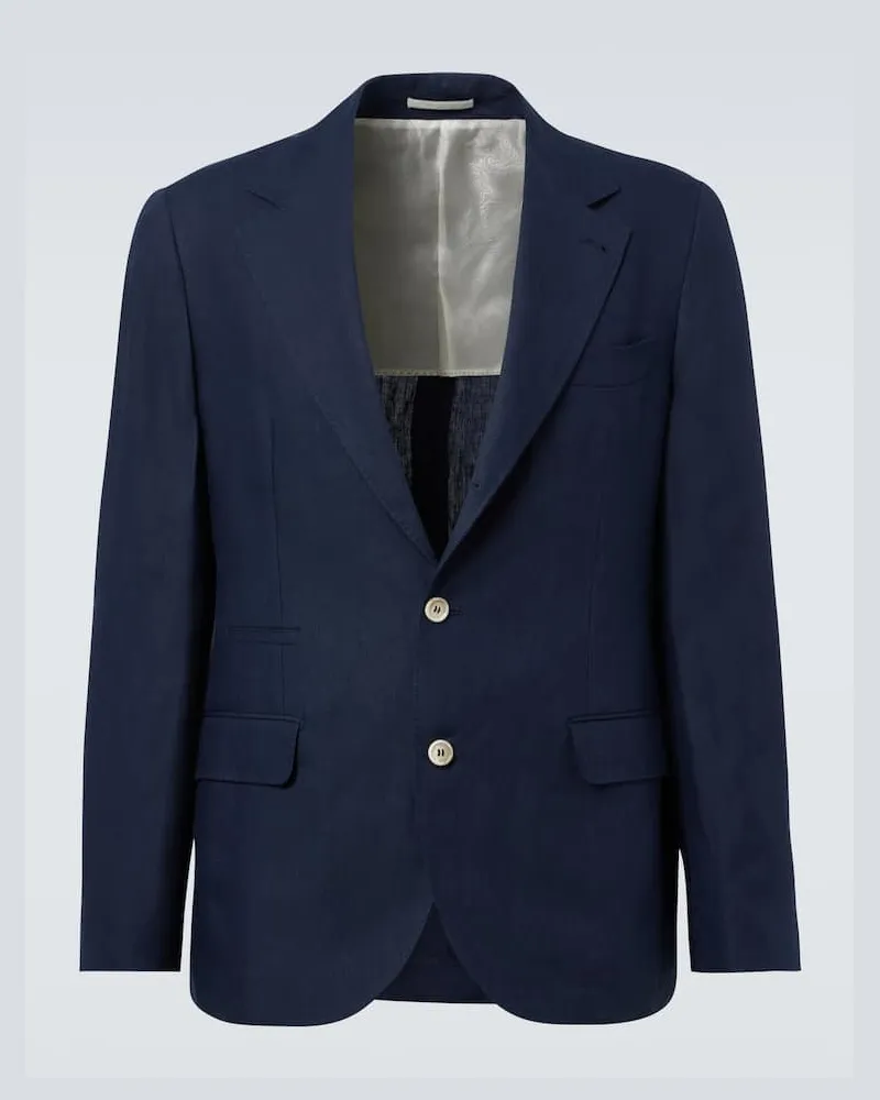 Brunello Cucinelli Blazer aus Leinen Blau