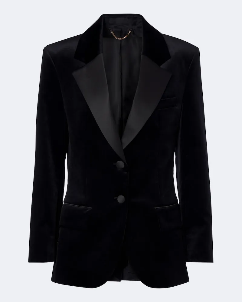 Victoria Beckham Smokingjacke Camilla aus Samt mit Satin Schwarz