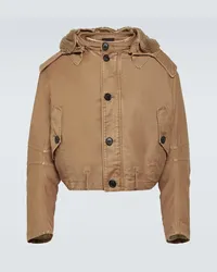 Prada Bomberjacke mit Faux Fur Beige