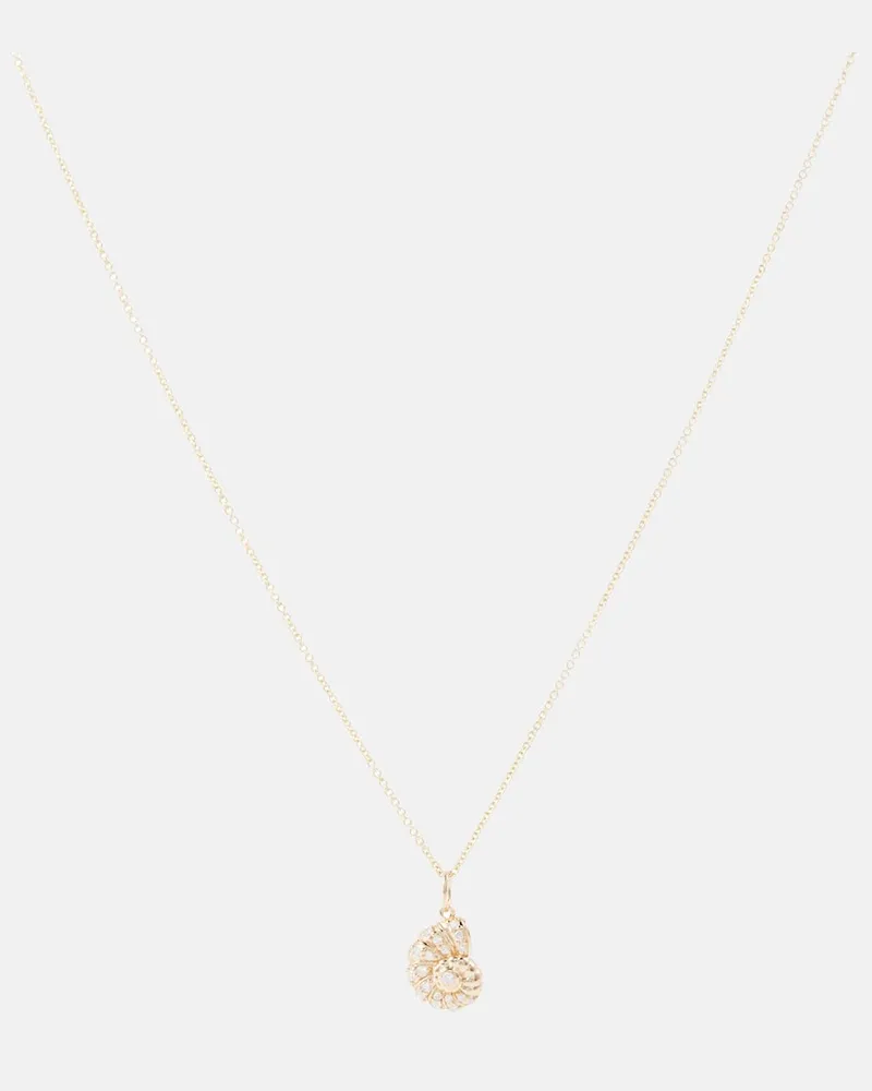 Sydney Evan Halskette Nautilus Shell aus 14k Gelbgold mit Diamanten Gold