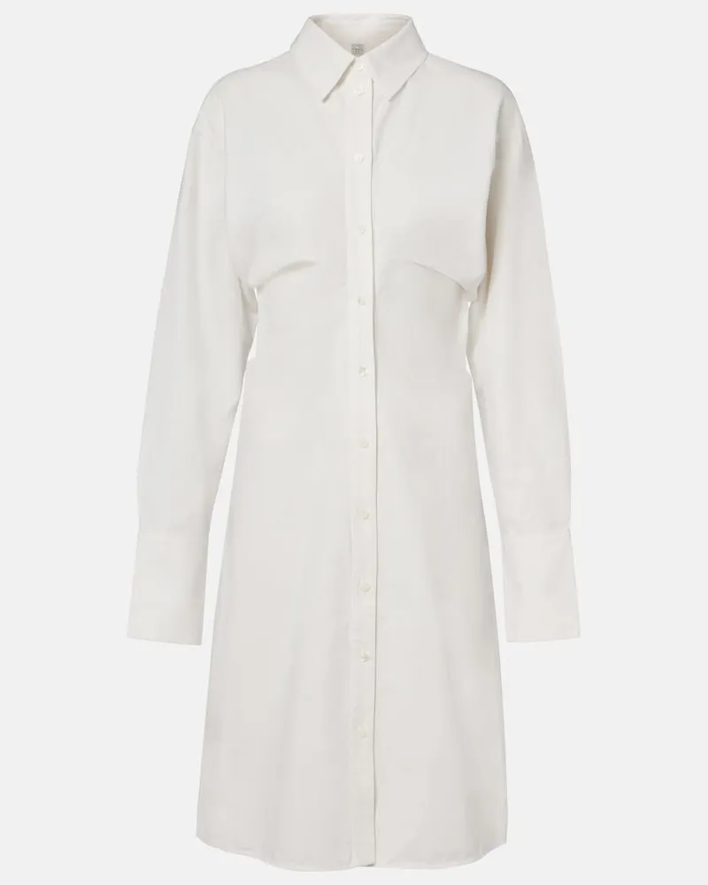 Totême Hemdblusenkleid aus Baumwolle und Leinen Weiß