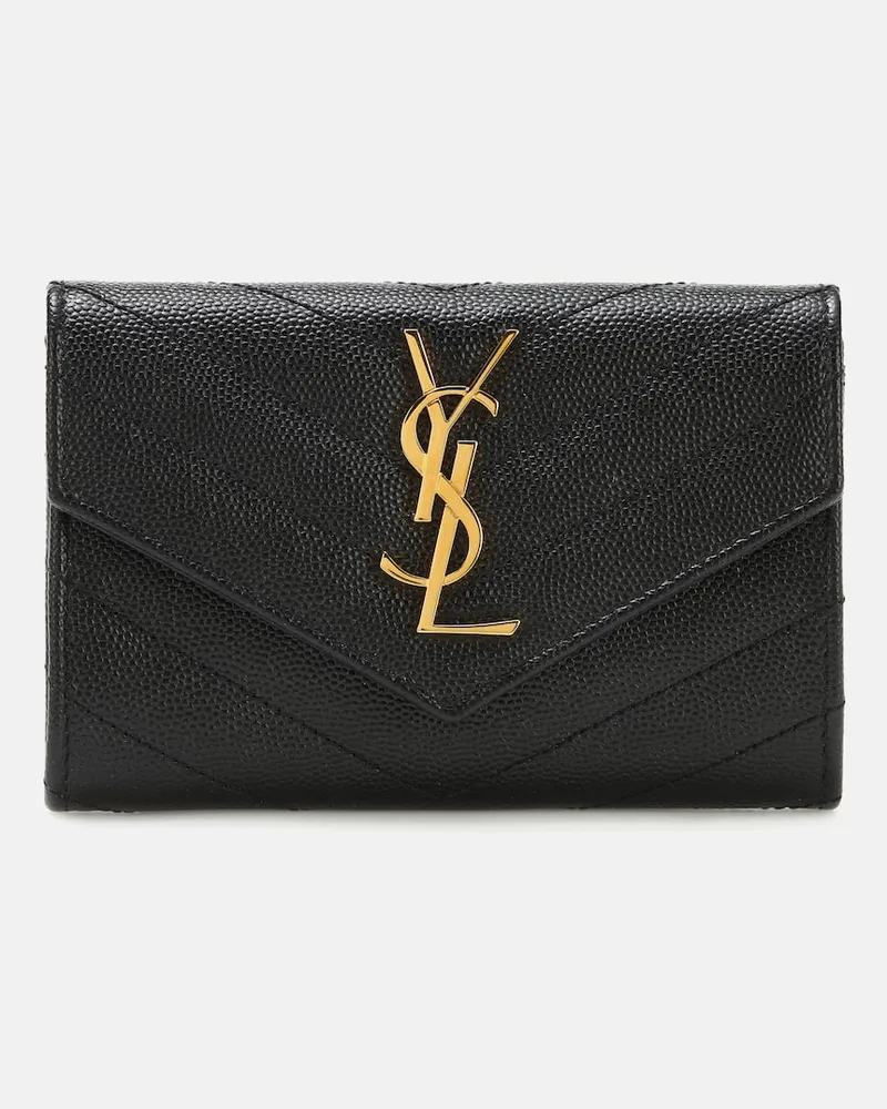 Saint Laurent Portemonnaie Cassandre Small aus Leder Schwarz
