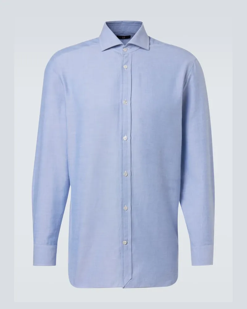 Dunhill Hemd aus Baumwollpopeline Blau