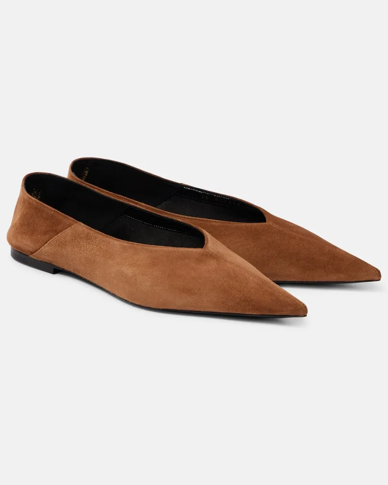 Saint Laurent Ballerinas Nour aus Veloursleder Braun