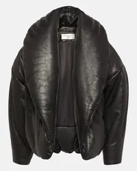 Saint Laurent Wattierte Jacke Cassandre aus Leder Schwarz