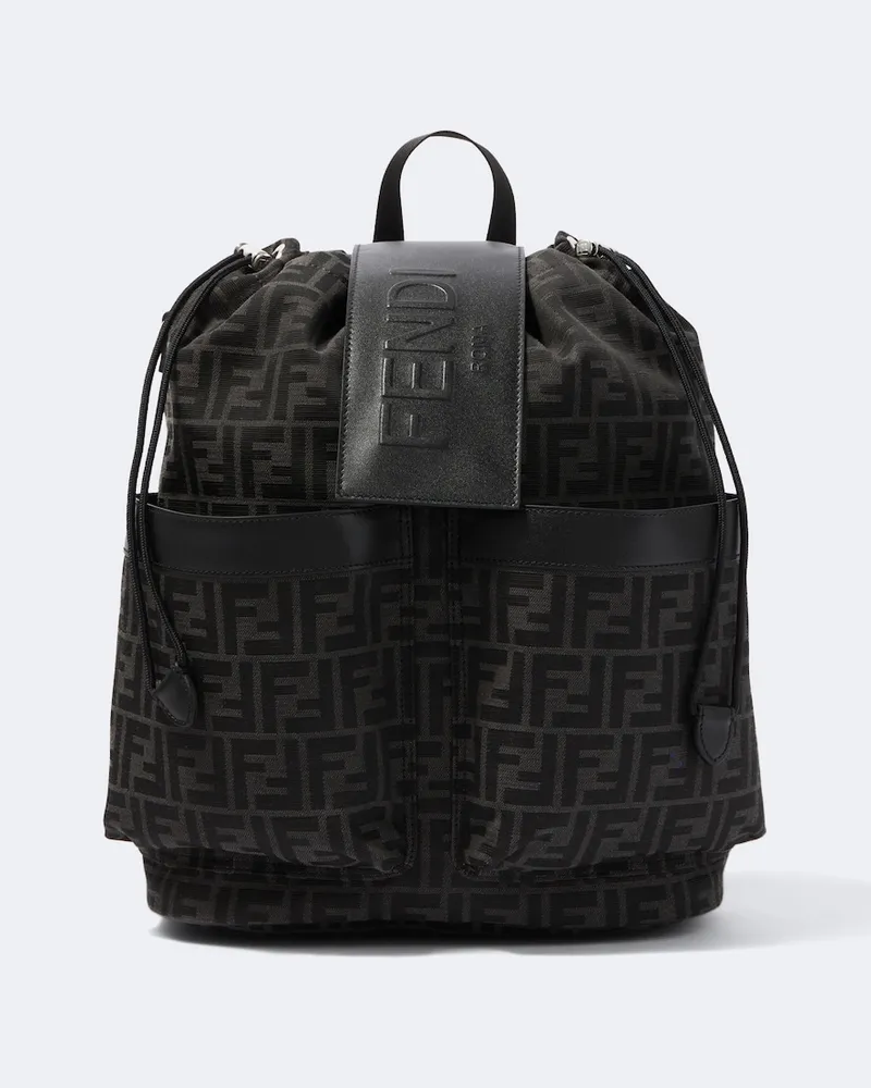 Fendi Rucksack Strike mit Leder Schwarz
