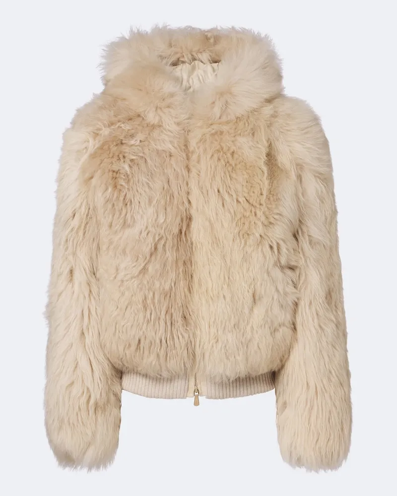 Eleventy Jacke aus Lammfell Beige