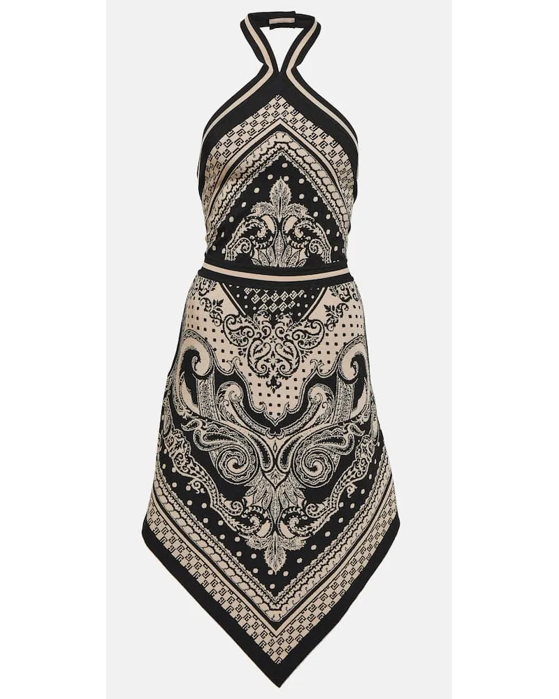 Balmain Midikleid aus Jacquard Beige