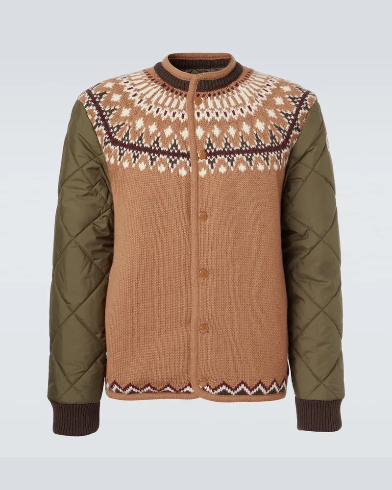 Moncler Cardigan aus Jacquard-Strick Braun