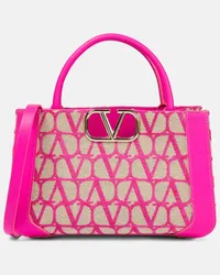 Valentino Garavani Tote VLogo Signature Small Toile Iconographe Pink