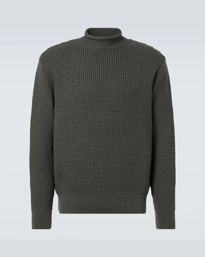 Sunspel Pullover Fisherman aus Wolle Gruen