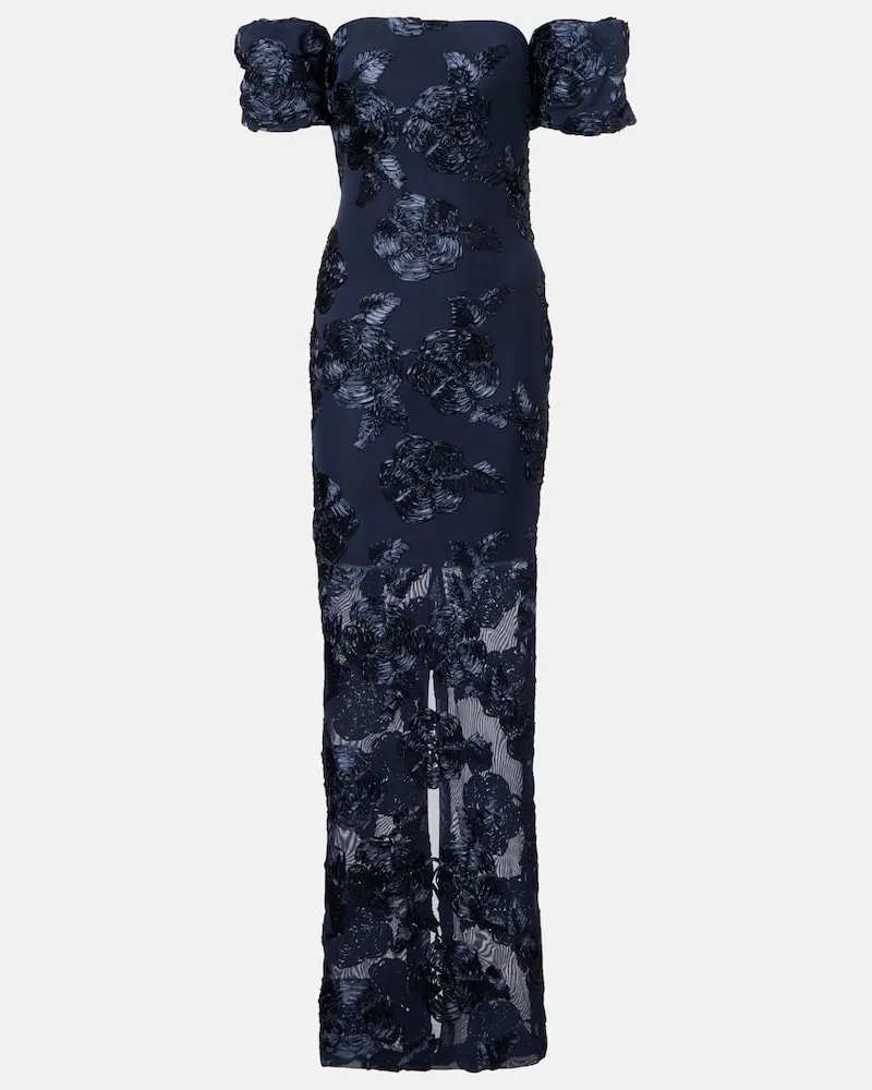ROTATE Birger Christensen Robe aus Mesh Blau