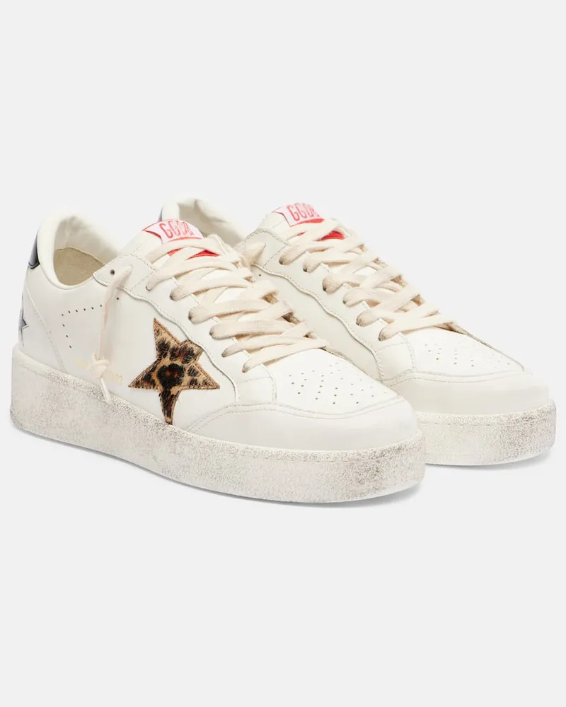 Golden Goose Plateau-Sneakers Ball Star aus Leder Beige