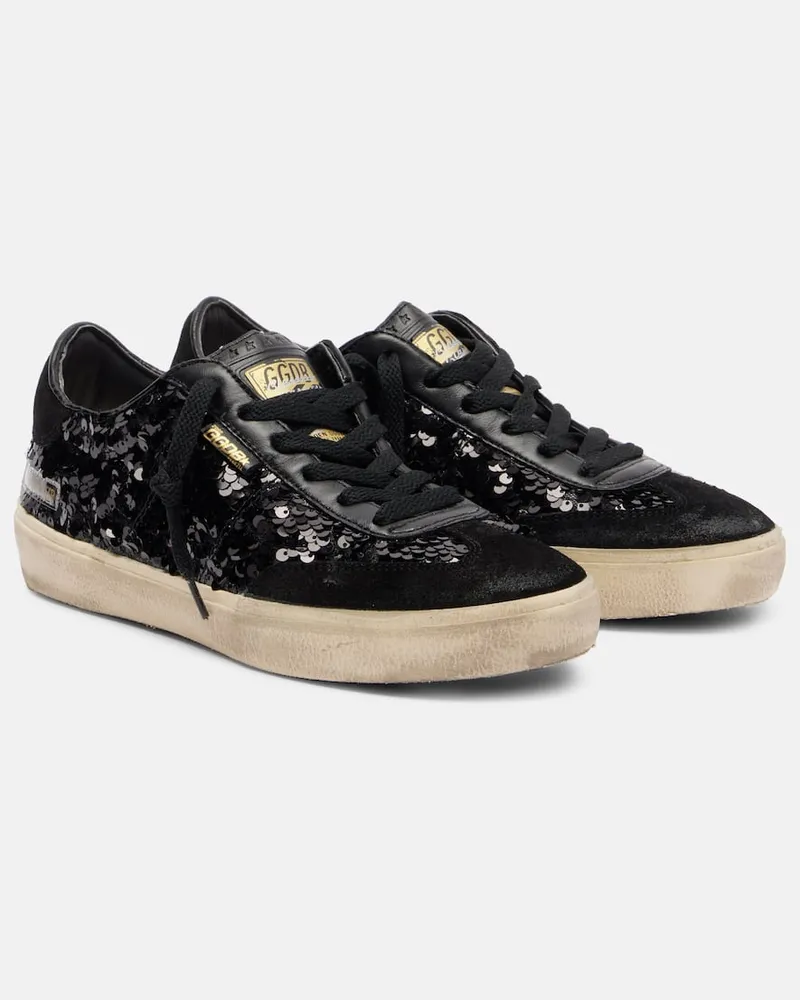 Golden Goose Sneakers Soul Star aus Leder mit Pailletten Schwarz
