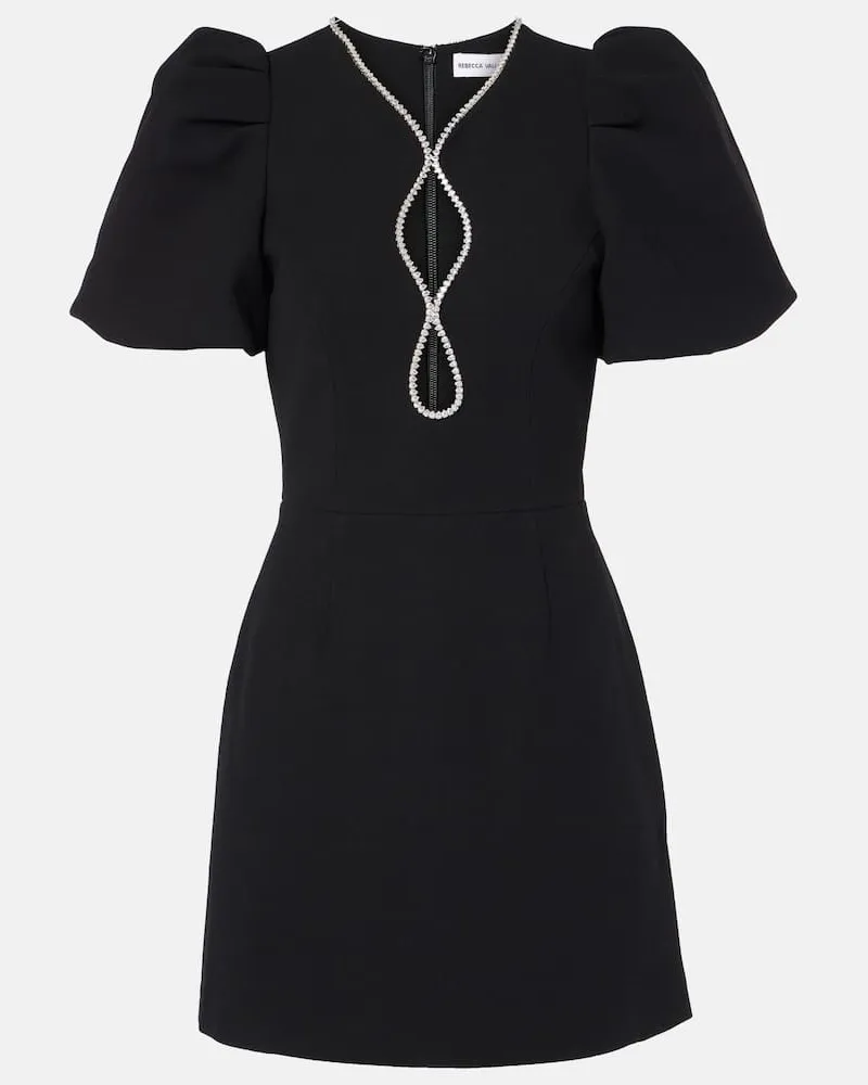 Rebecca Vallance Verziertes Minikleid Estella aus Crêpe Schwarz