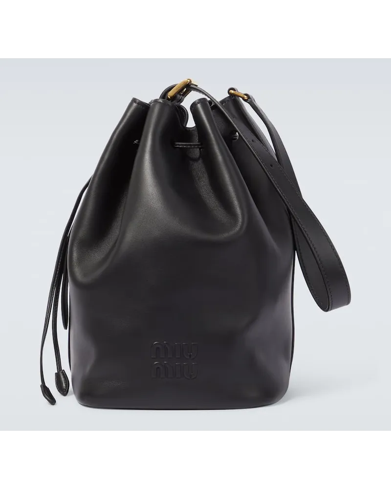 Miu Miu Bucket-Bag aus Leder Schwarz