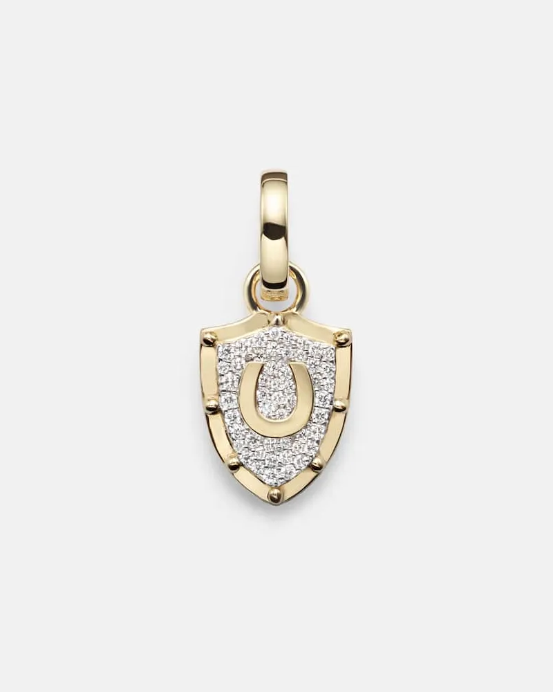 FOUNDRAE Anhänger Protection Miniature Crest aus 18kt Gelbgold mit Diamanten Gold