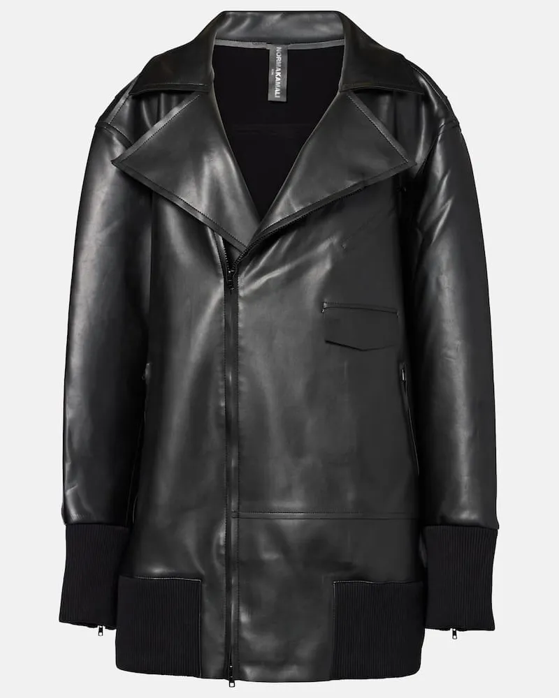 Norma Kamali Oversize-Jacke aus Lederimitat Schwarz