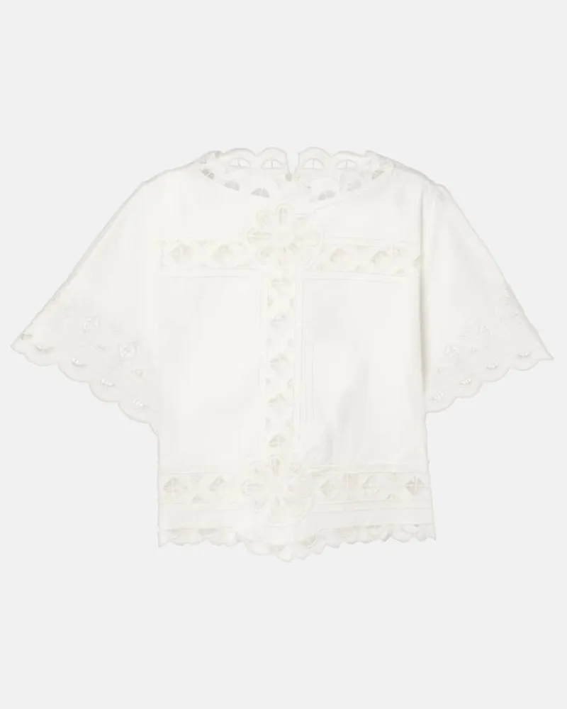 Isabel Marant Besticktes Cropped-Top Parissa aus Baumwolle Weiß