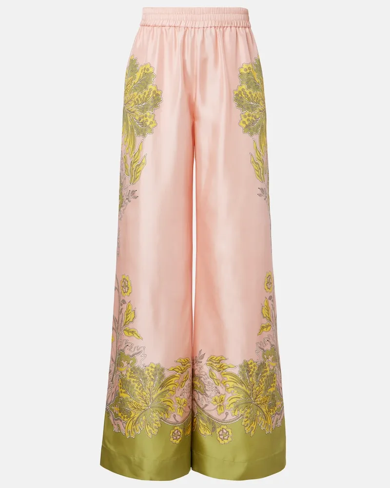 La DoubleJ Hose mit weitem Bein aus Seiden-Twill Rosa