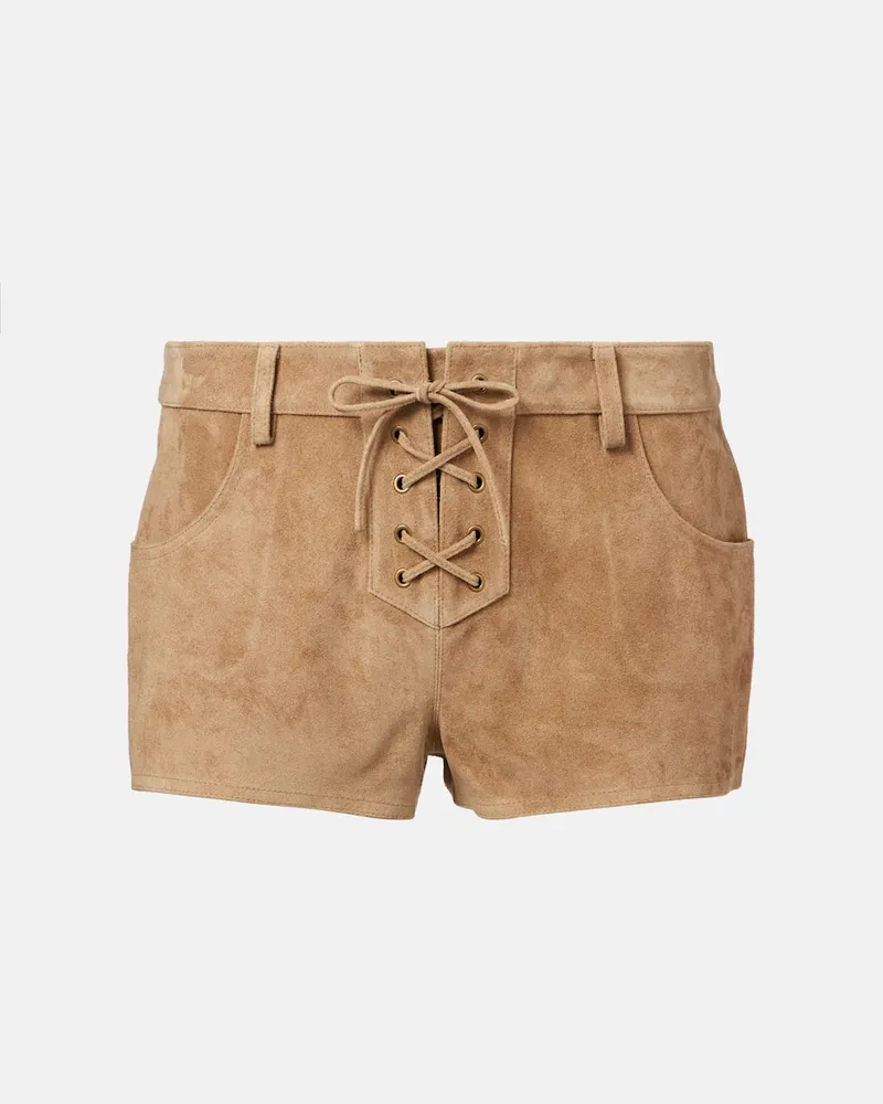 Isabel Marant Low-Rise Shorts Delma aus Veloursleder Beige