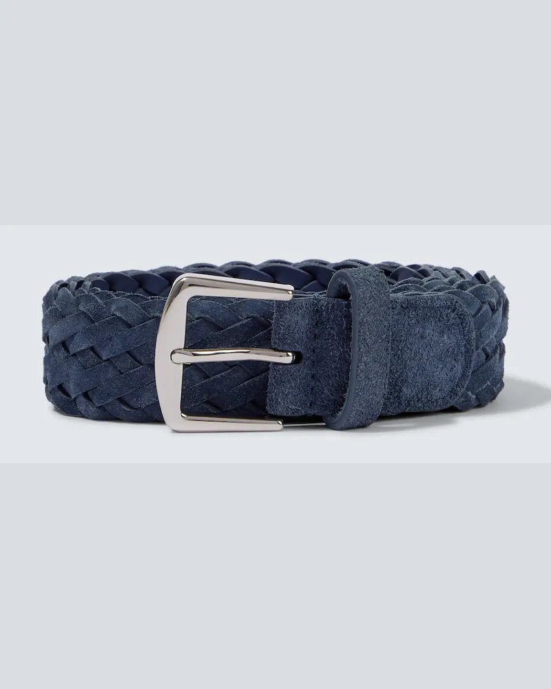 Loro Piana Gürtel aus Veloursleder Blau