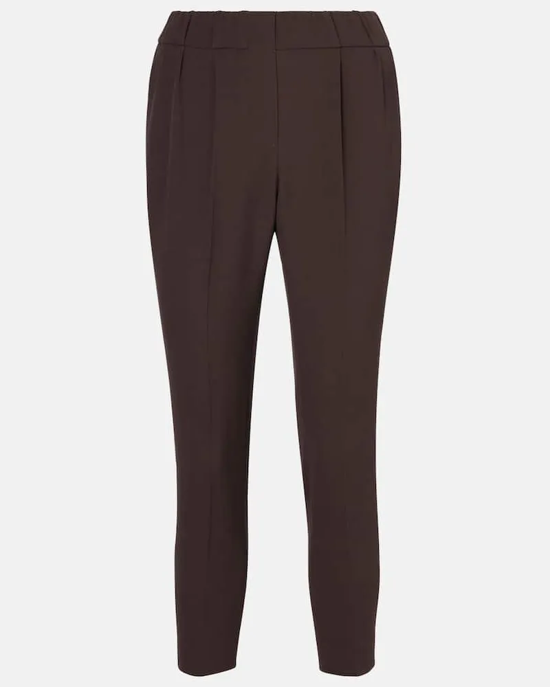 Brunello Cucinelli Cropped-Hose aus Crêpe Braun