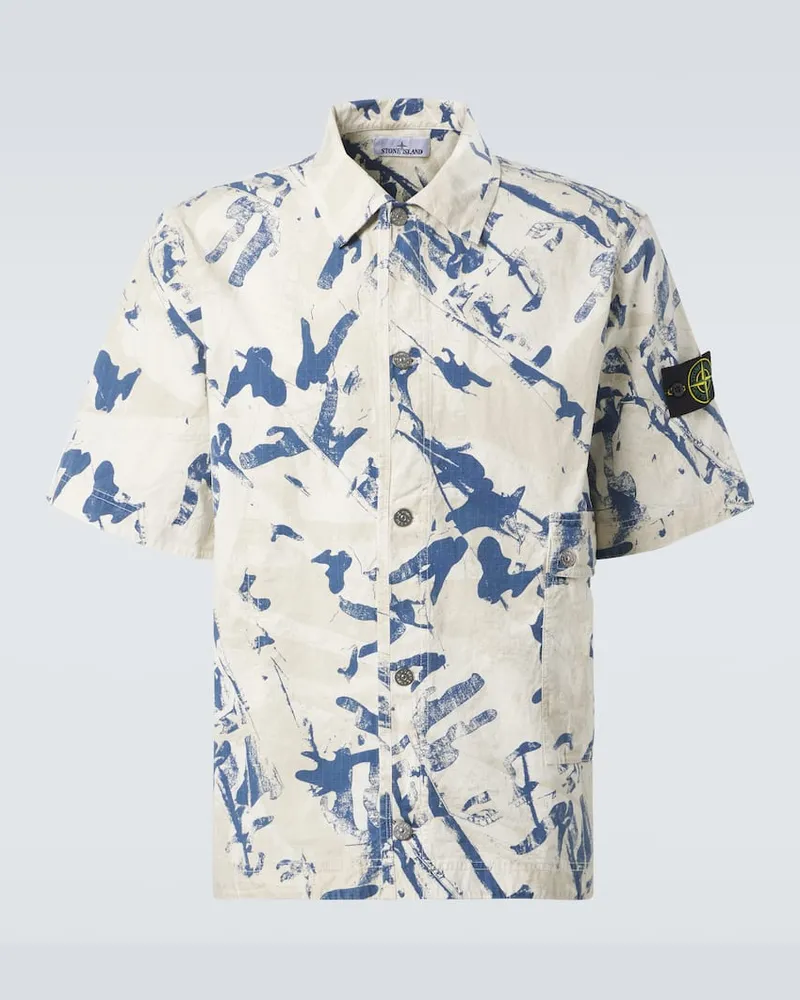 Stone Island Hemd Desert aus einem Baumwollgemisch Weiß