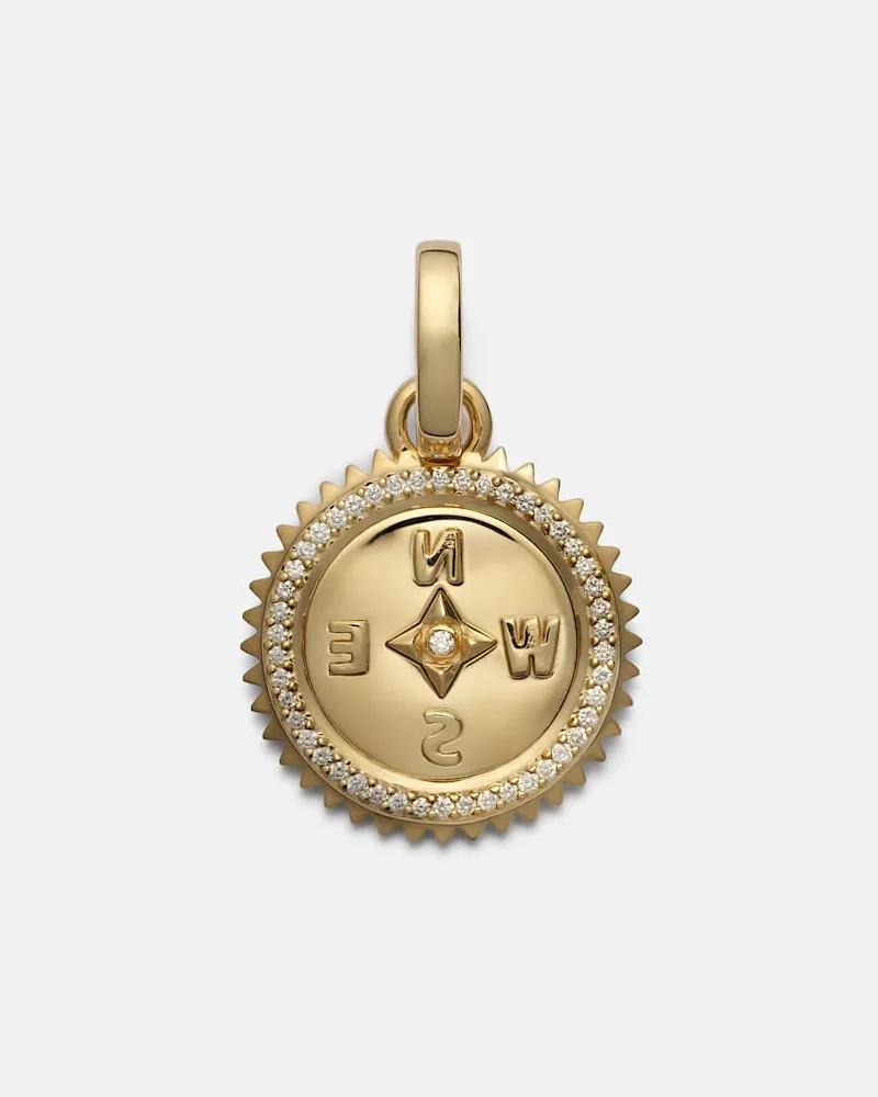 FOUNDRAE Anhänger Internal Compass aus 18kt Gelbgold mit Diamanten Gold