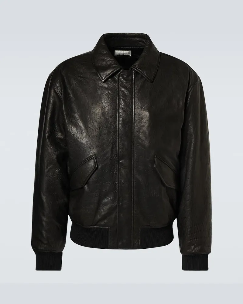 Saint Laurent Bomberjacke aus Leder Schwarz