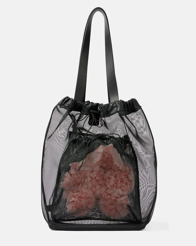 Simone Rocha Tote Carnation Pocket mit Leder Schwarz