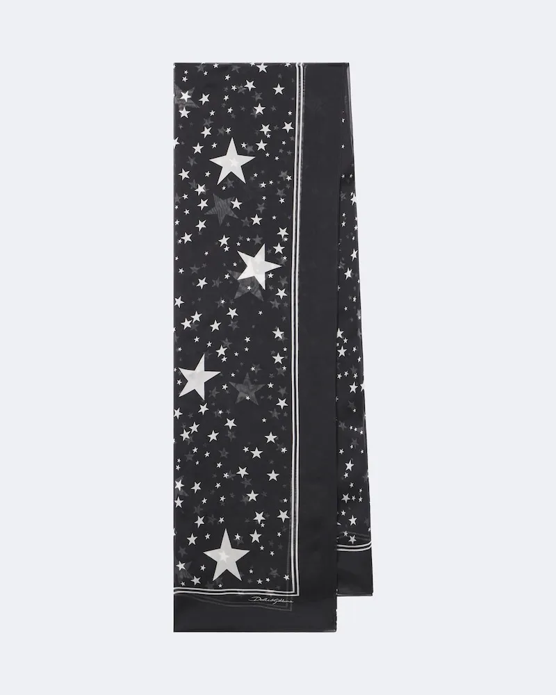 Dolce & Gabbana Bedruckter Tuch aus Seiden-Chiffon Schwarz